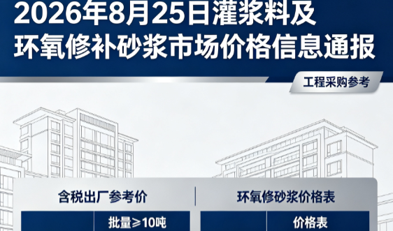 思礼镇2026年8月25日灌浆料及环氧修补砂浆市场价格信息通报